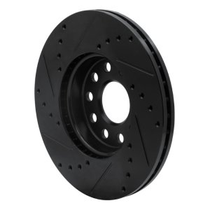 Audi A3 Brake Rotor (1) - Front Right - R1 Concepts - Drilled & Slotted - Black - `05-`25